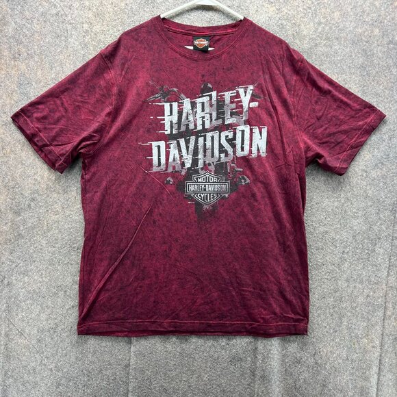 Harley Davidson Shirt Men Extra Large Red Spell Over 2018 Motorcycle Biker NEW - Picture 1 of 12